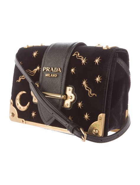 prada cahier velvet shoulder bag|Prada cahier astrology shoulder bag.